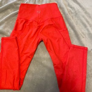 Bright red leggings with pockets